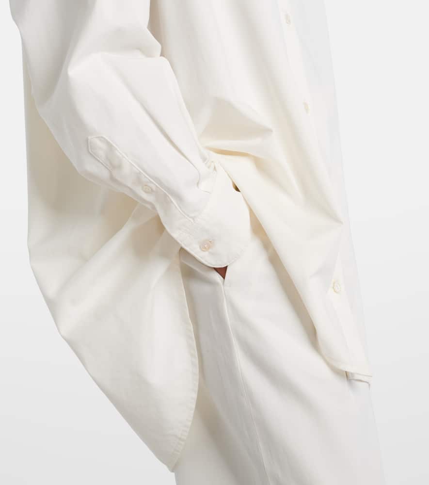 The Row Luka Oversized Cotton And Cashmere-blend Twill Shirt In White