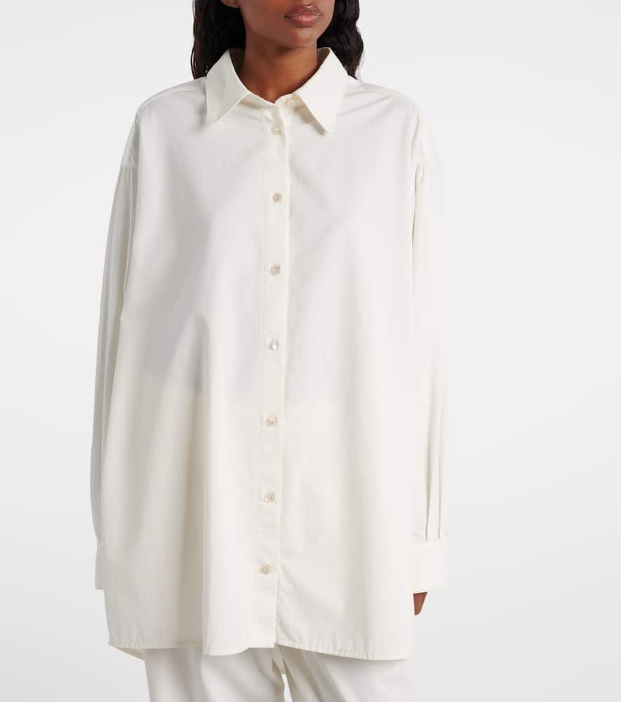The Row Luka Oversized Cotton And Cashmere-blend Twill Shirt In White