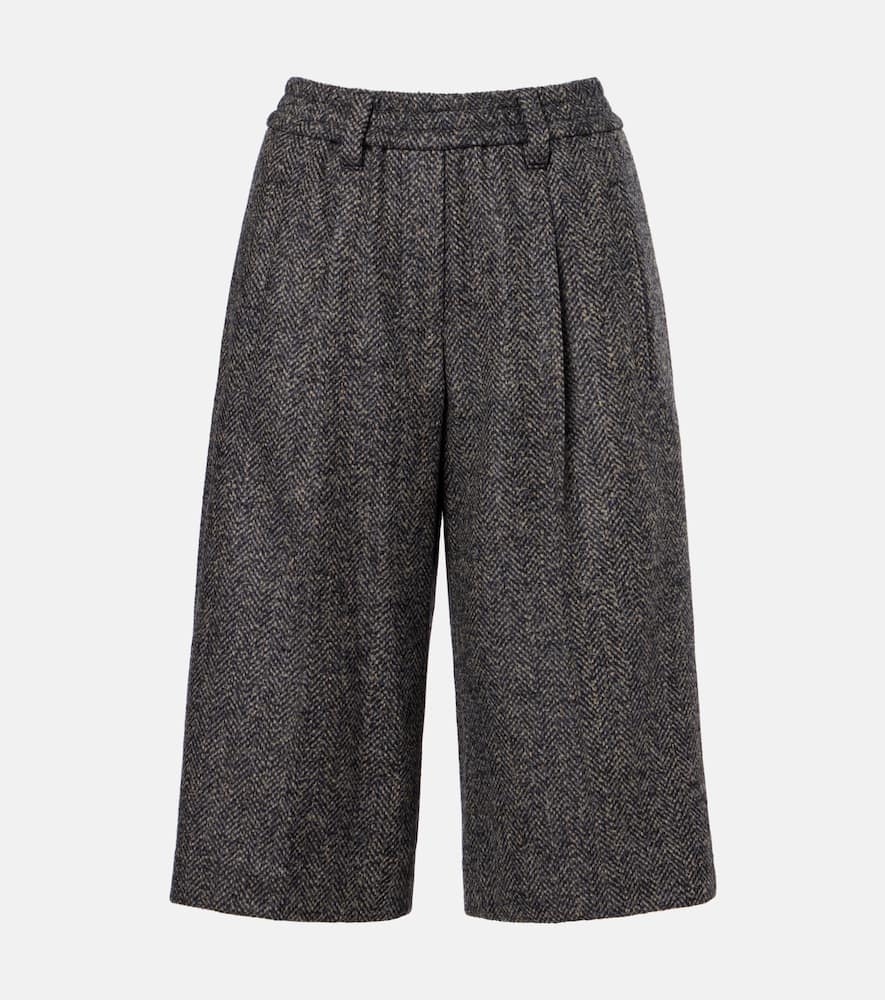 Herringbone wool-blend shorts