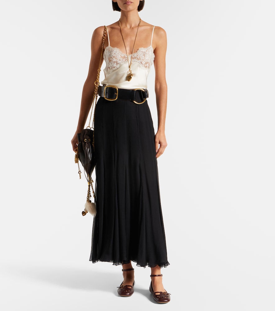 Chloé Women Ivory Washed Silk Satin And Lace Camisole Top In White