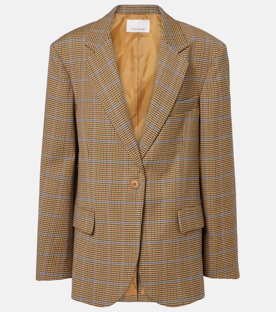 The Frankie Shop Lyra Houndstooth Oversized Blazer In Gold