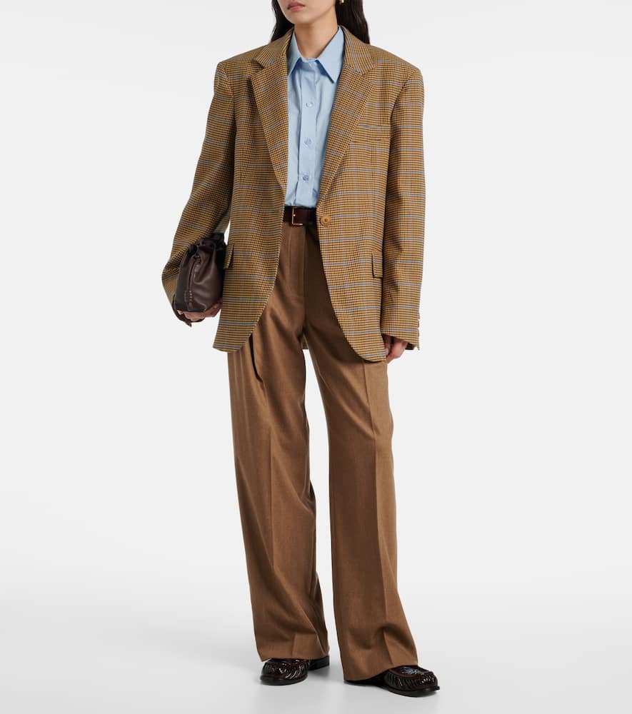 The Frankie Shop Lyra Houndstooth Oversized Blazer In Gold