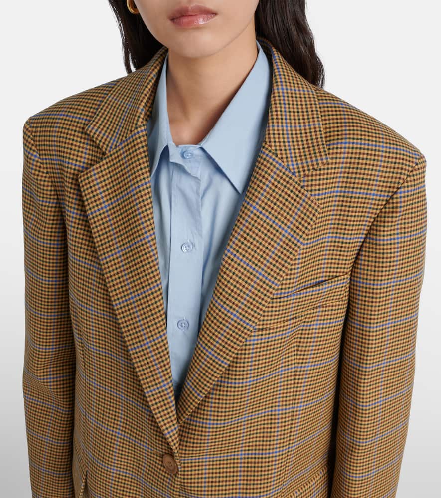 The Frankie Shop Lyra Houndstooth Oversized Blazer In Gold