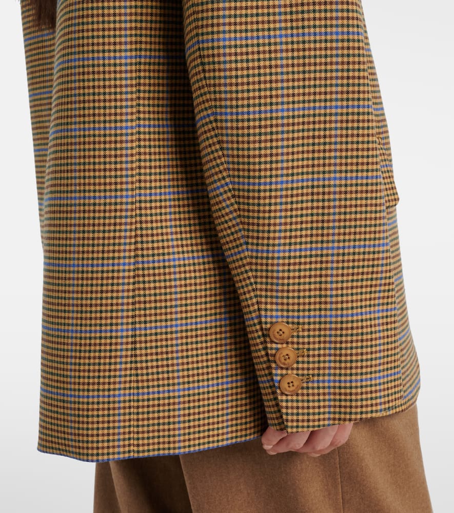 The Frankie Shop Lyra Houndstooth Oversized Blazer In Gold