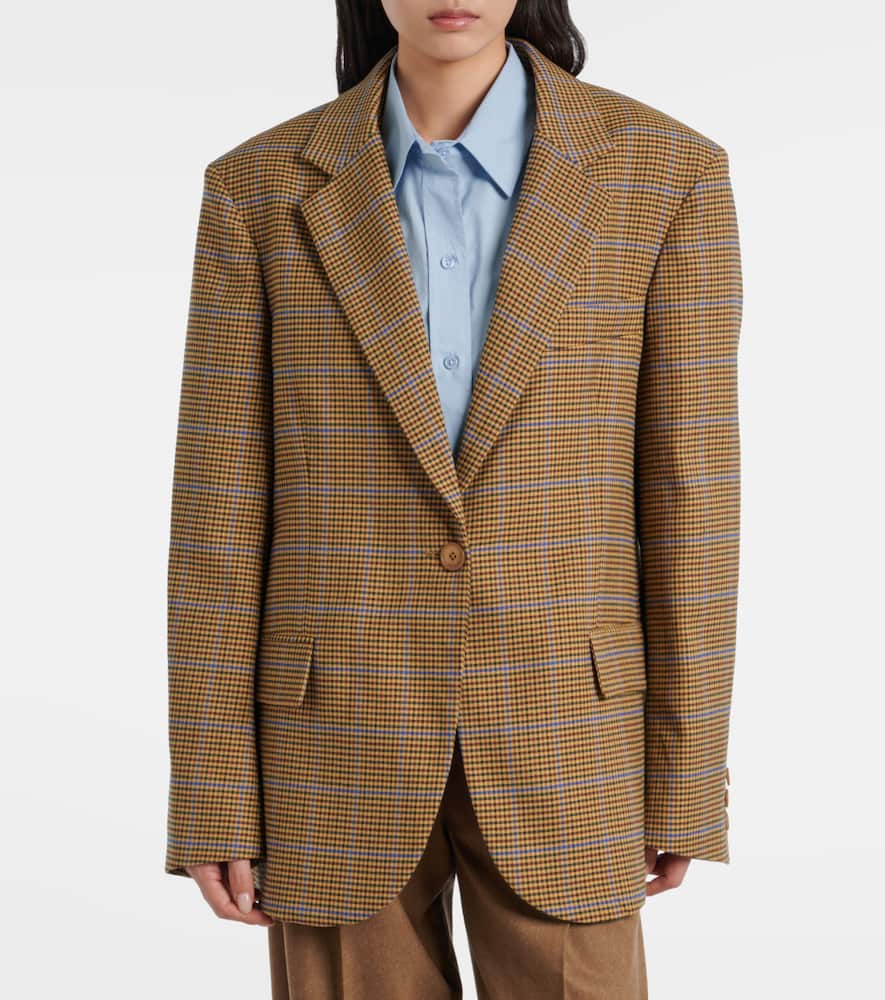 The Frankie Shop Lyra Houndstooth Oversized Blazer In Gold