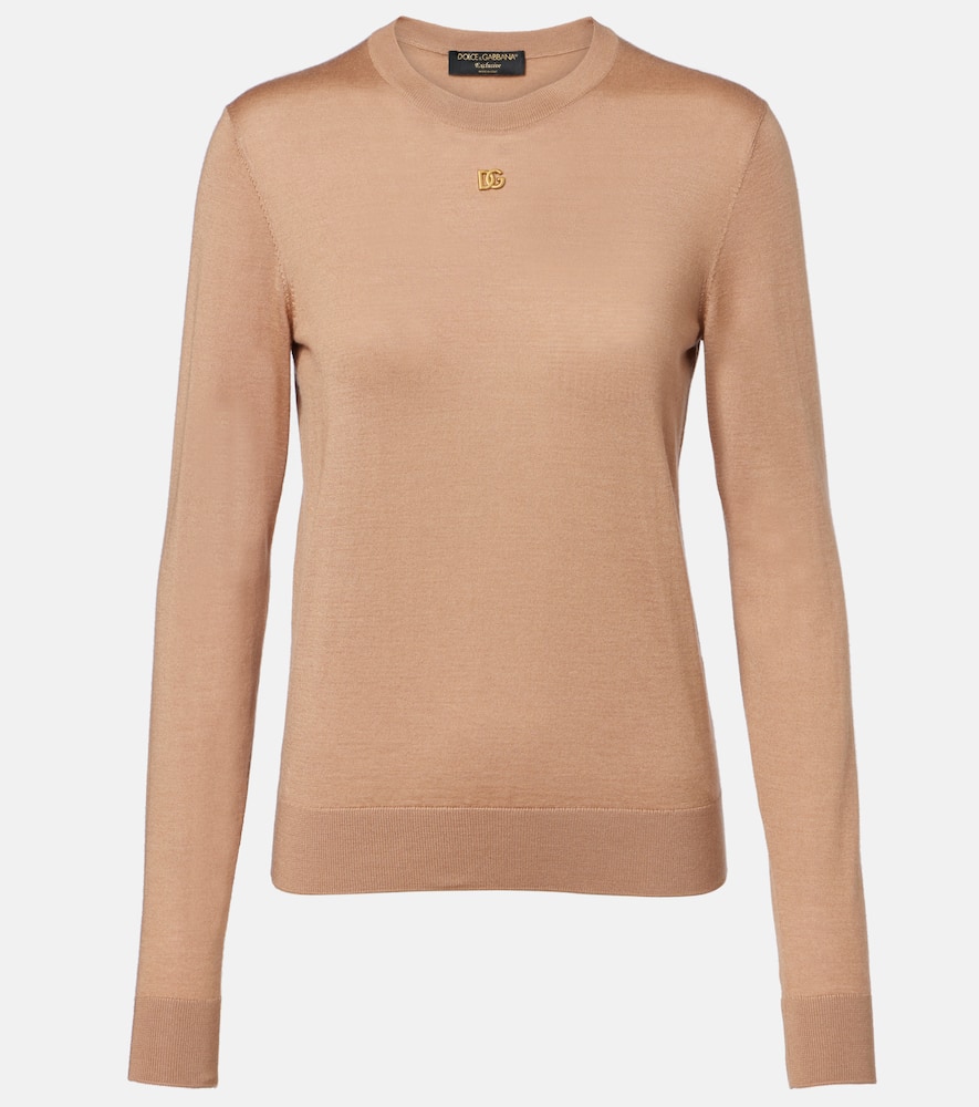 Dolce & Gabbana Dg Cashmere And Silk Sweater In Sand