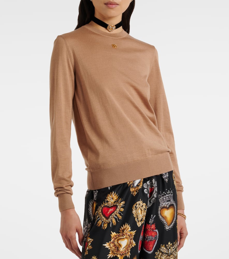Dolce & Gabbana Dg Cashmere And Silk Sweater In Neutral