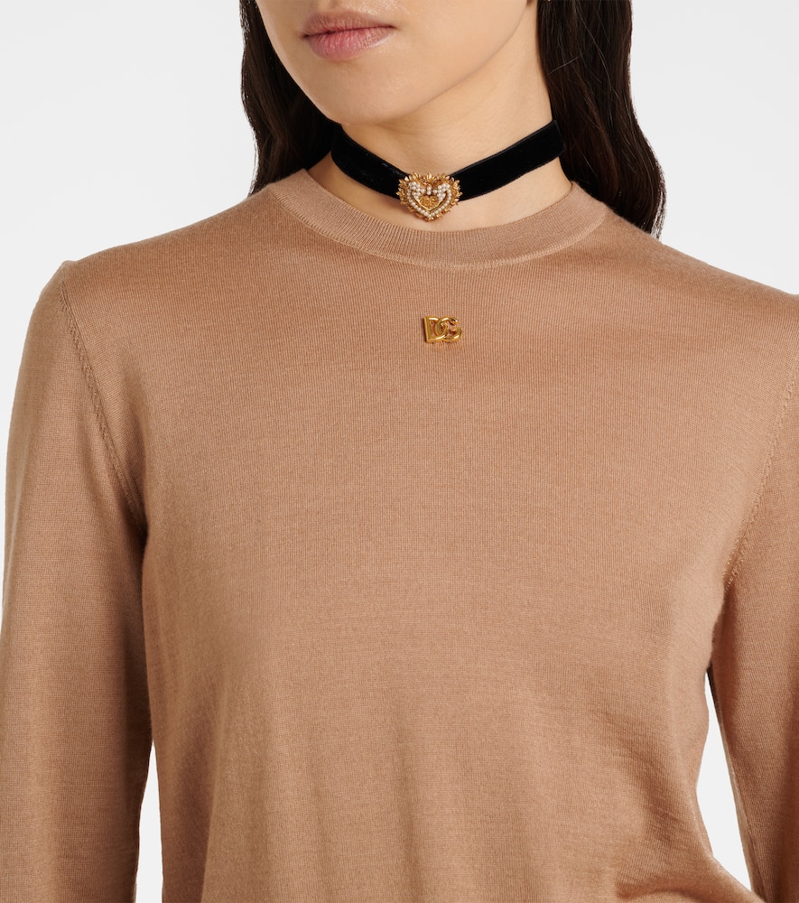Dolce & Gabbana Dg Cashmere And Silk Sweater In Neutral