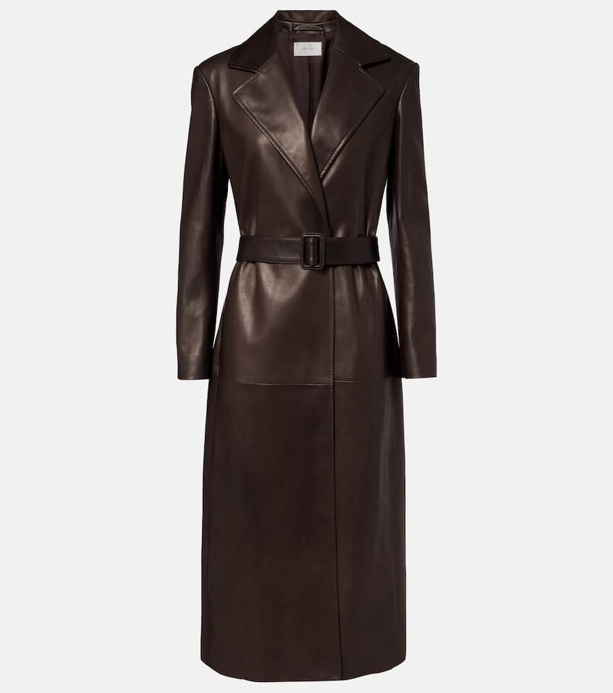 The Row Raisa Leather Coat In Brown