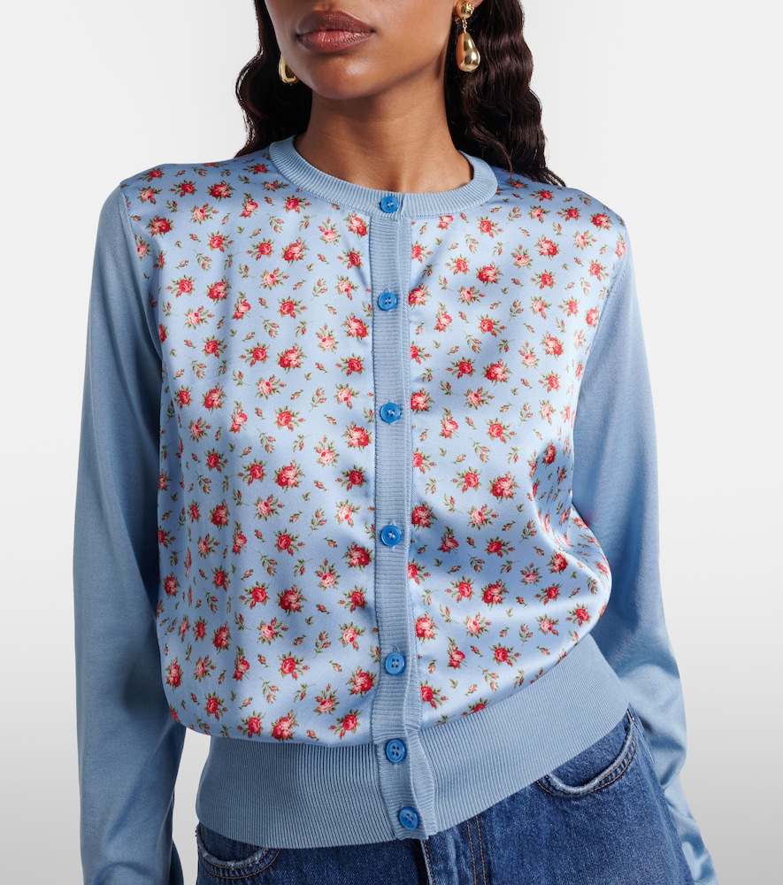  Dolce&gabbana Dolce&gabbana Floral Paneled Silk Satin Cardigan 