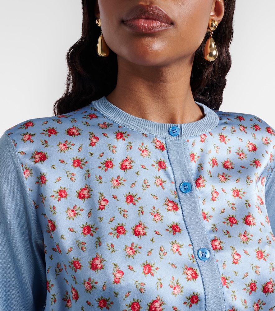  Dolce&gabbana Dolce&gabbana Floral Paneled Silk Satin Cardigan 