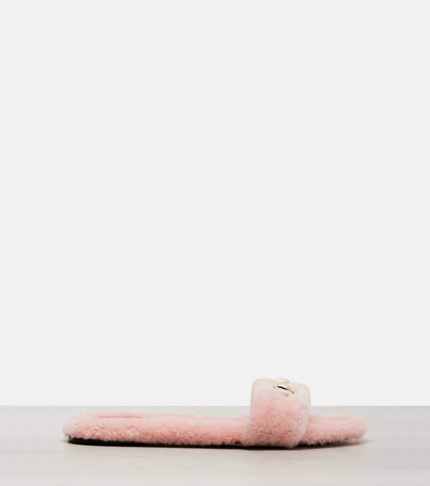 Gucci Siaga Horsebit Shearling Slides In Pink