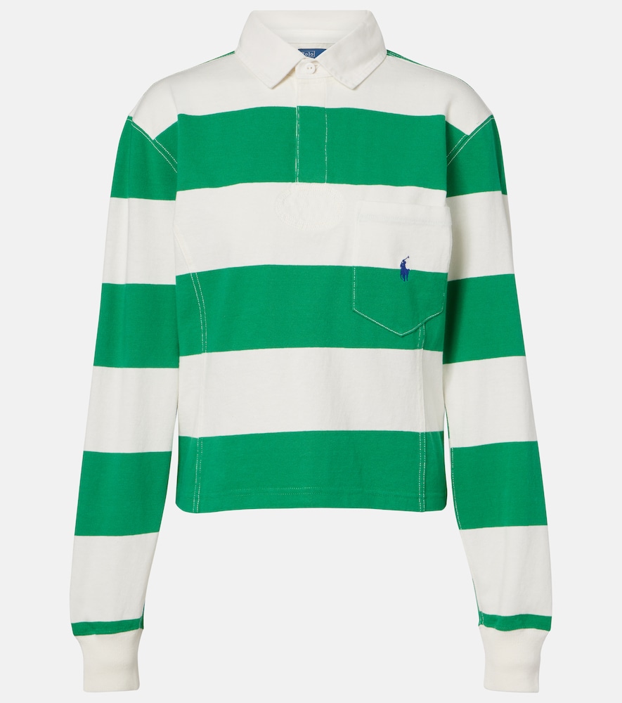Polo Ralph Lauren Women's Green Striped Cotton Jersey Polo Shirt UK Size 18 - Mytheresa