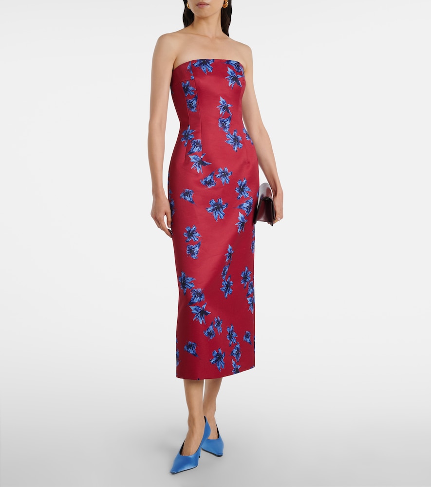 Leila Floral Duchess Satin Midi Dress