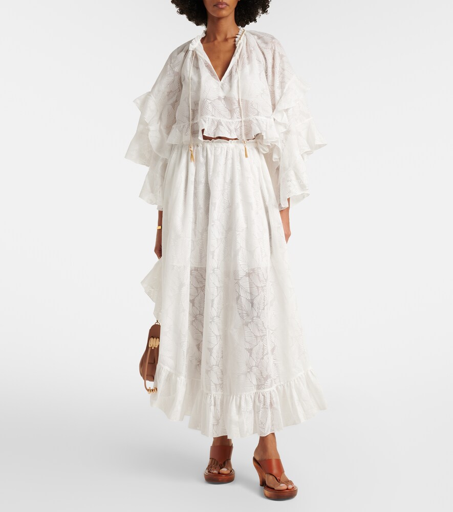 Zimmermann Daylight ruffled cotton-blend blouse