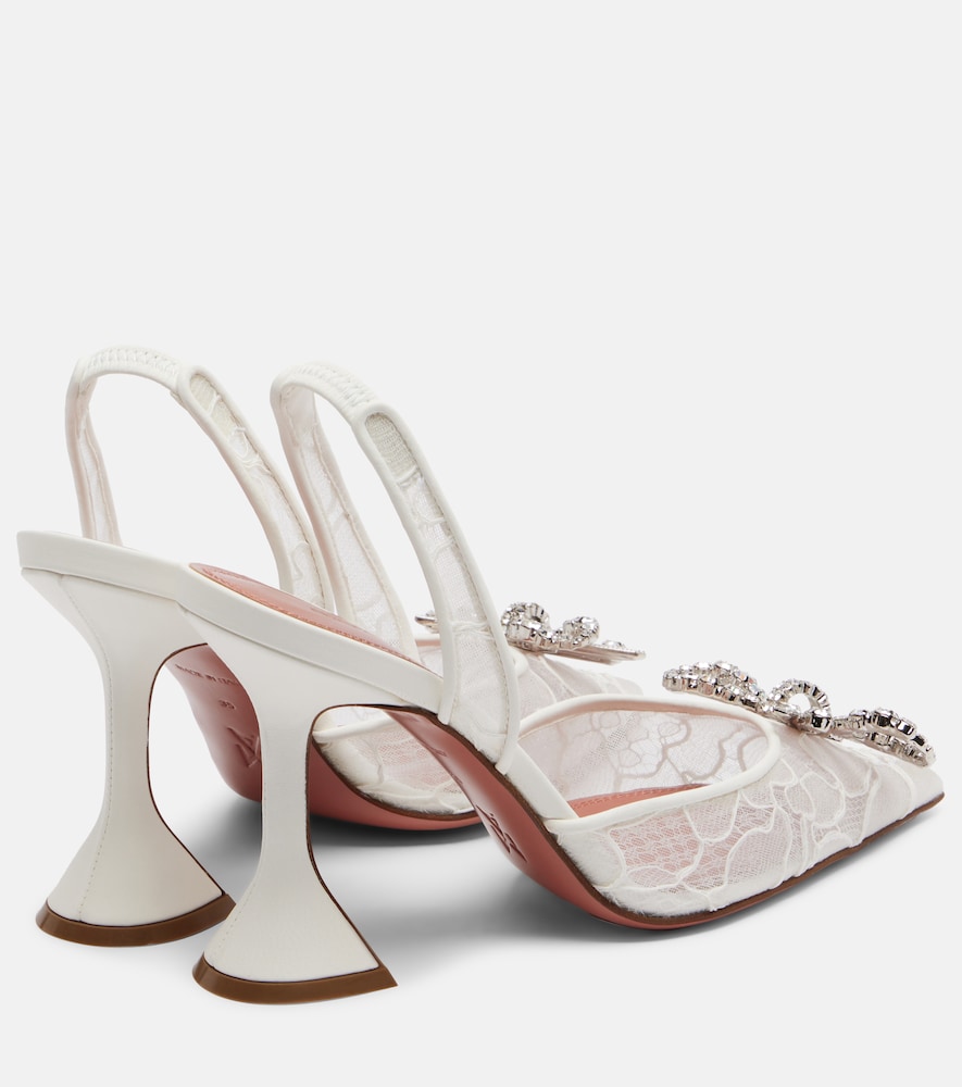  Amina Muaddi Amina Muaddi Verzierte Slingback-pumps Rosie Aus Spitze 