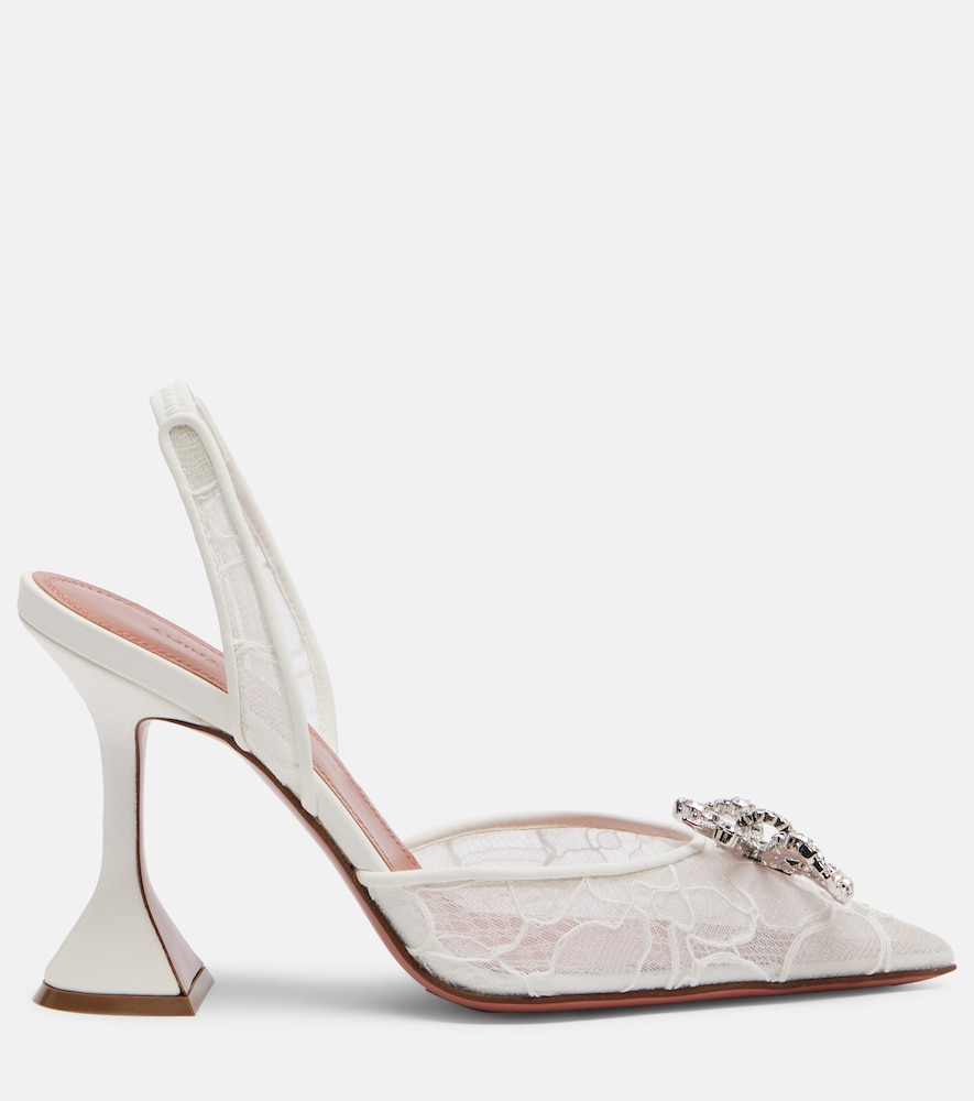  Amina Muaddi Amina Muaddi Verzierte Slingback-pumps Rosie Aus Spitze 