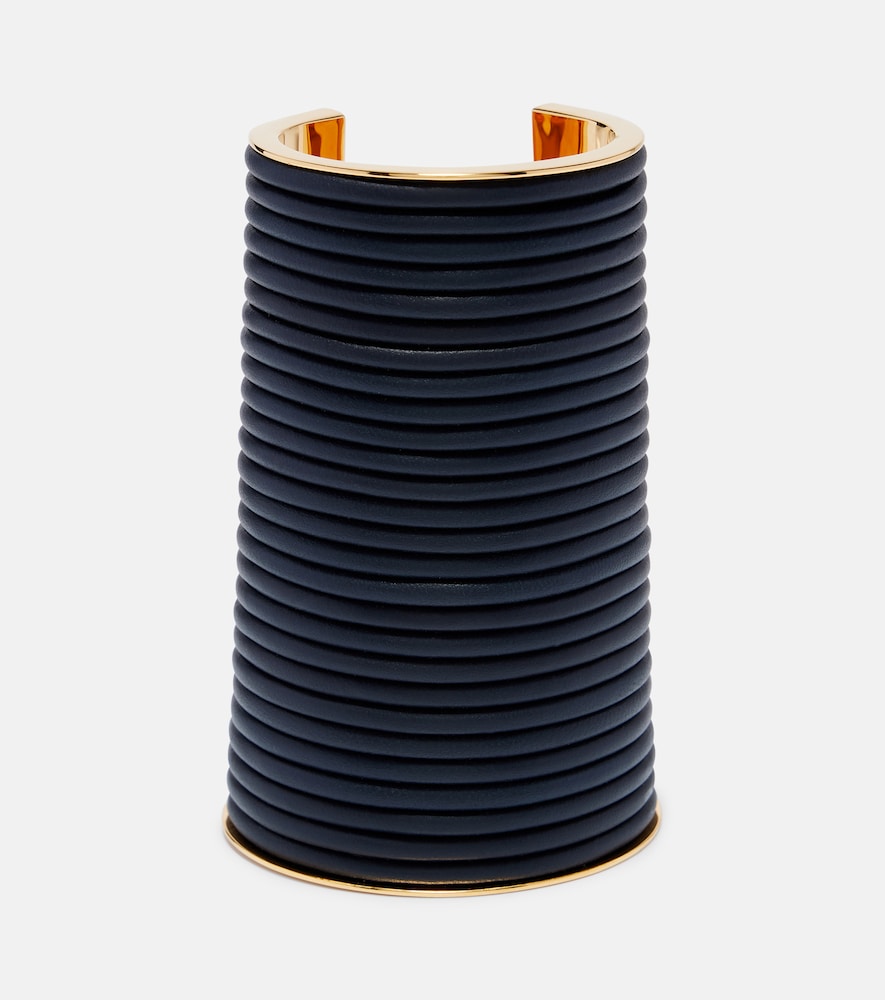 Alaia Alaïa Leather-trimmed cuff bracelet