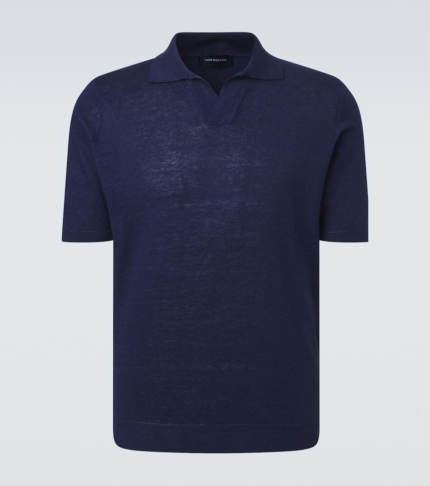 Thom Sweeney Linen and cotton polo shirt