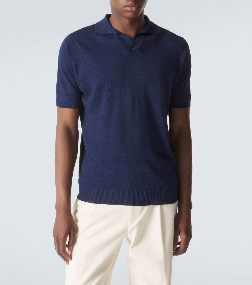  Thom Sweeney Thom Sweeney Polohemd Aus Leinen Und Baumwolle 