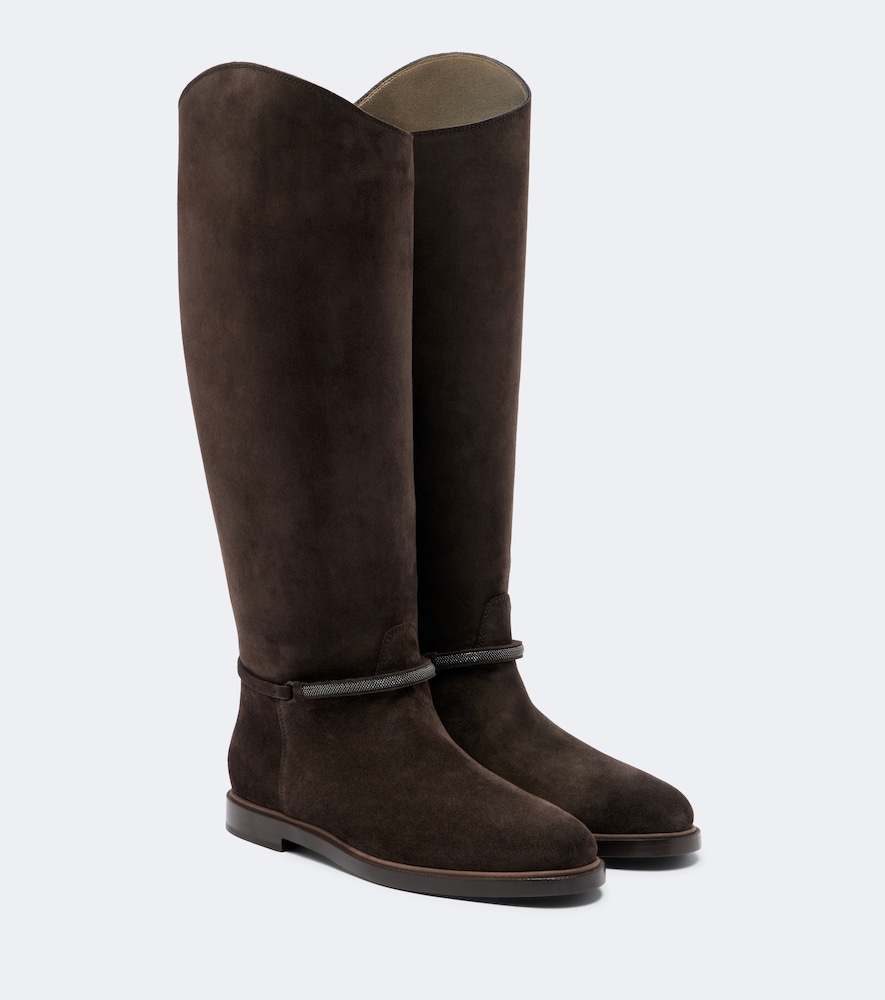 Brunello Cucinelli Women's Brown Monili Suede Knee-High Boots UK Size 4 - Mytheresa