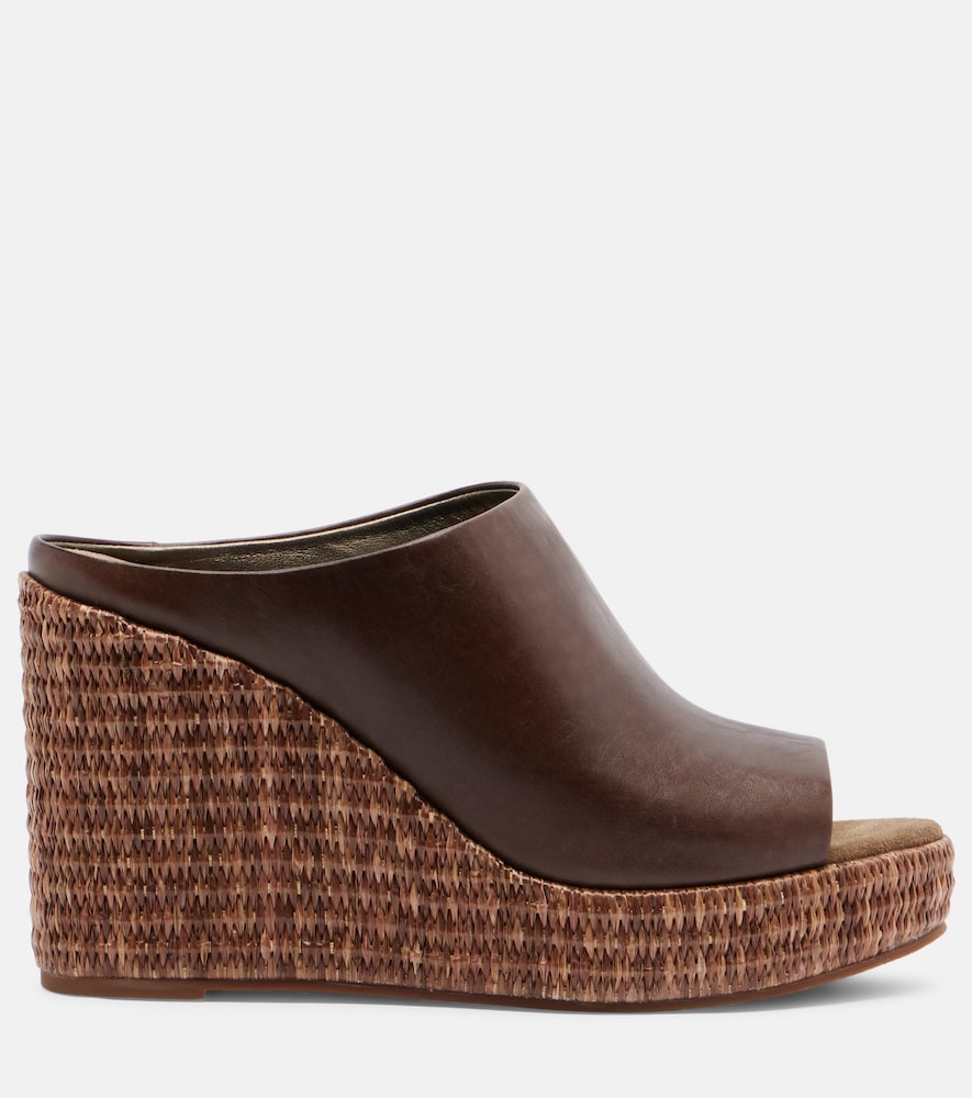  Brunello Cucinelli Brunello Cucinelli Leather Espadrille Wedges 