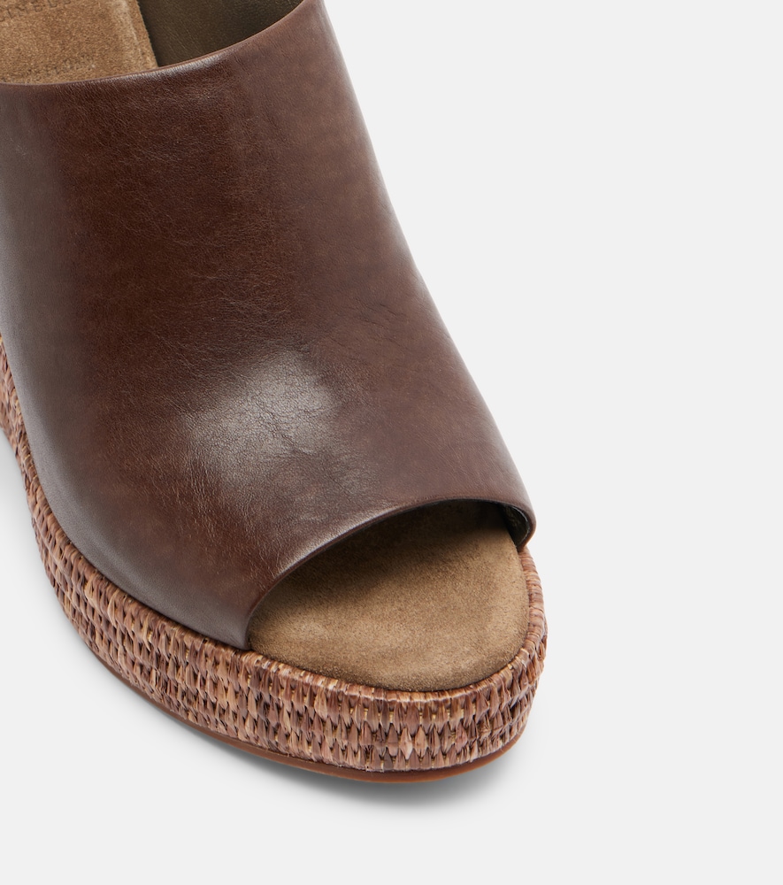  Brunello Cucinelli Brunello Cucinelli Leather Espadrille Wedges 