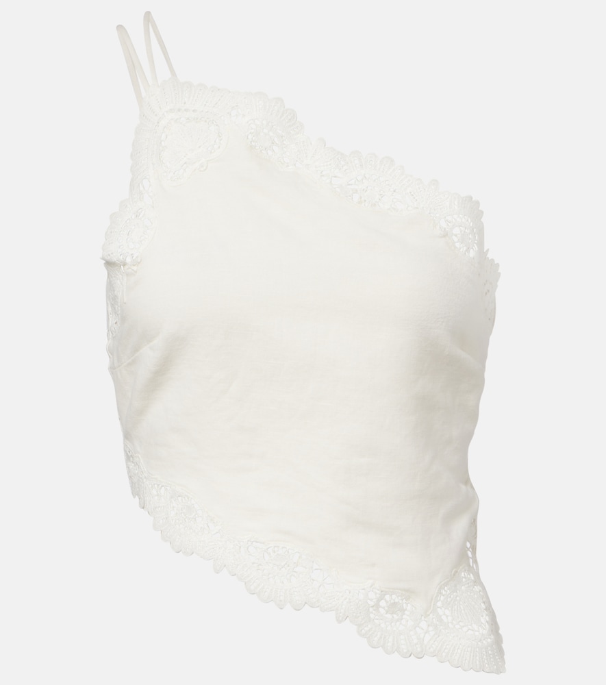 Top Darya in lino e cotone con ricamo