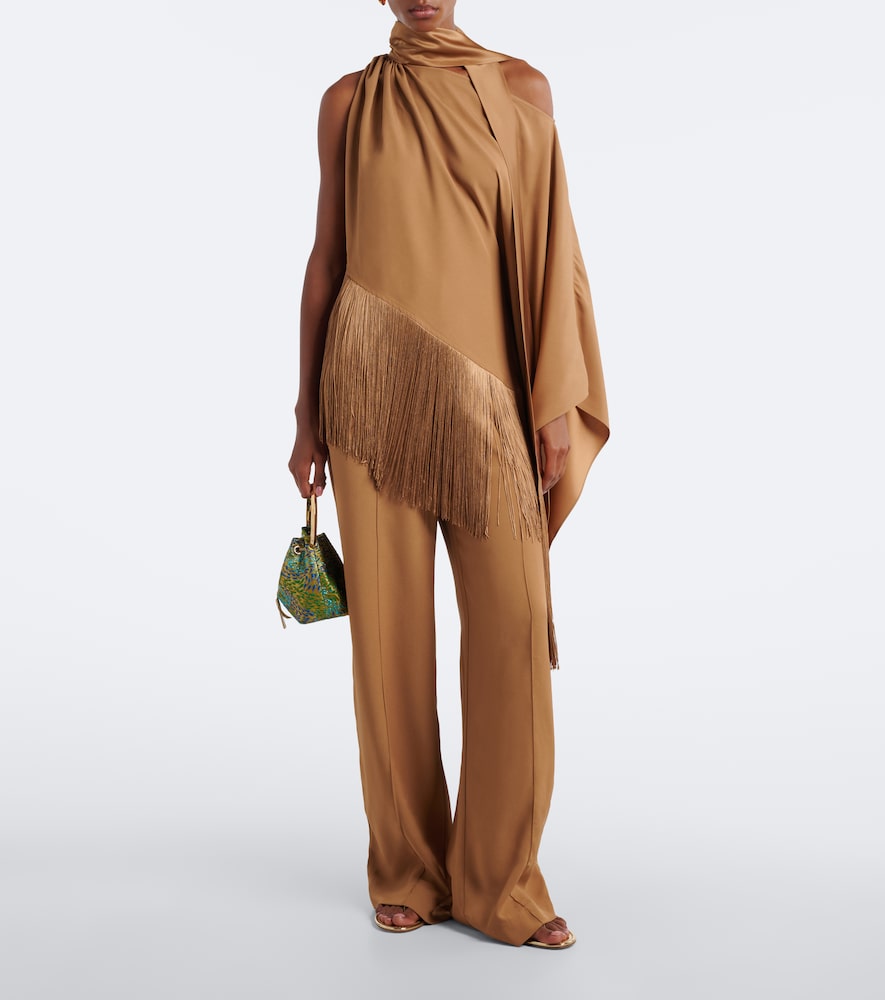 Atlas Fringed Scarf-Detail Crêpe Cady Blouse