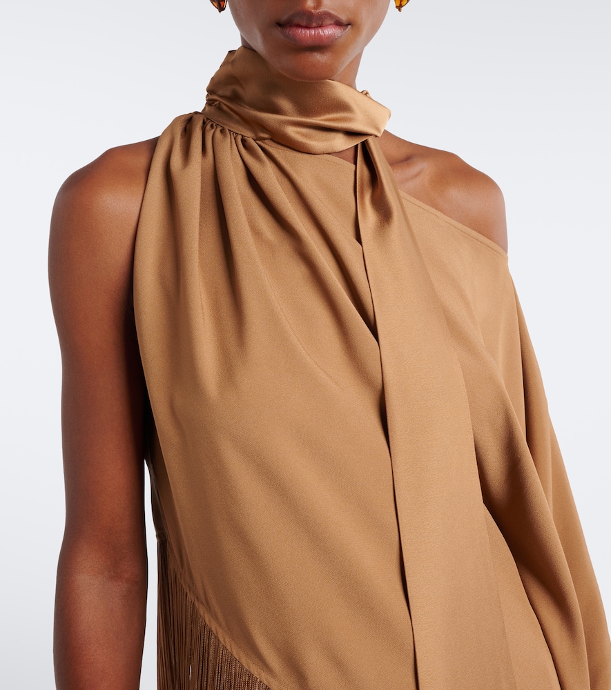 Atlas Fringed Scarf-Detail Crêpe Cady Blouse