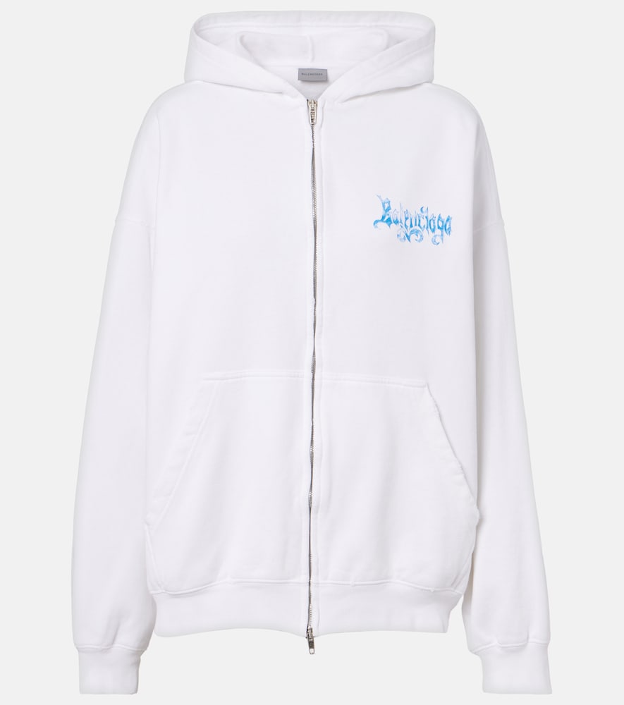 Balenciaga Logo cotton jersey zip-up hoodie