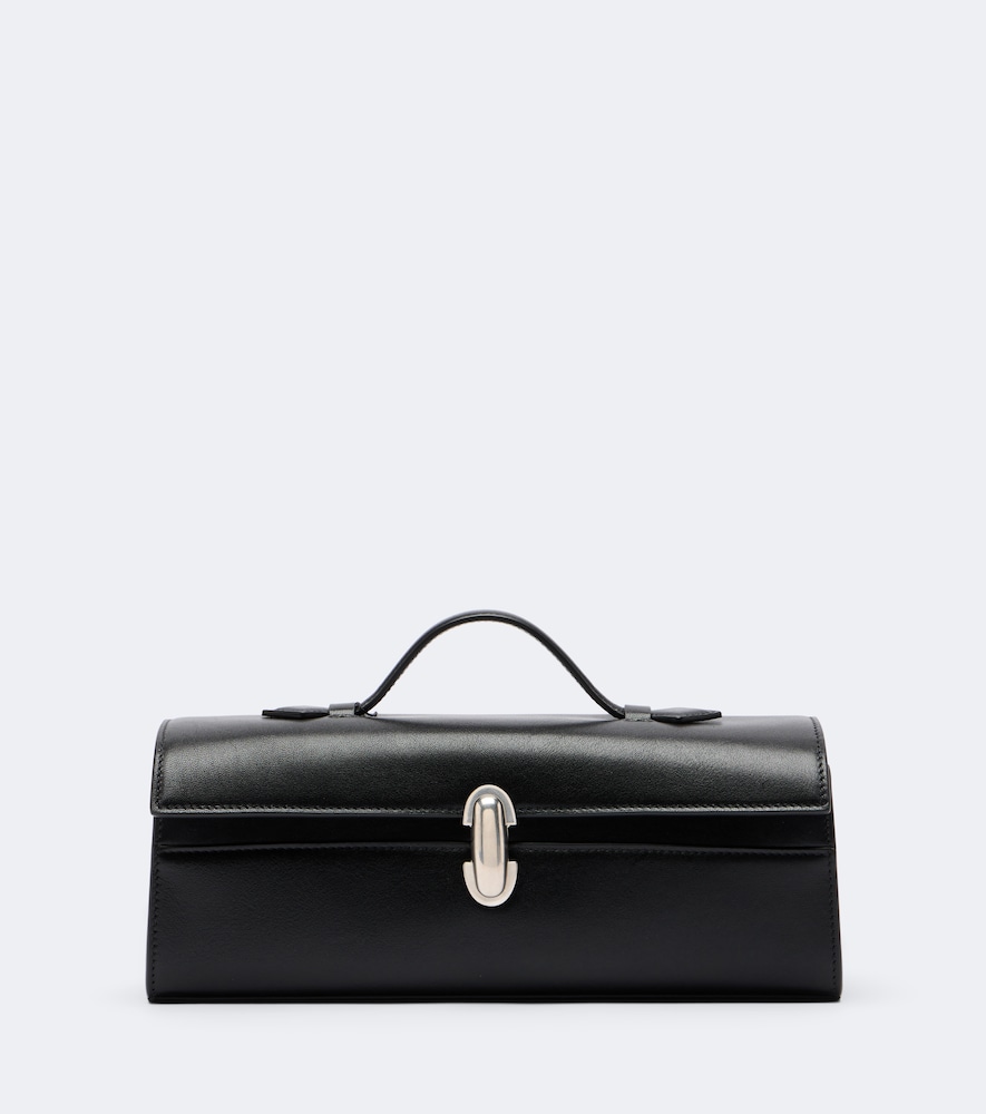 Savette Symmetry Slim Small Leather Top Handle Bag In Black
