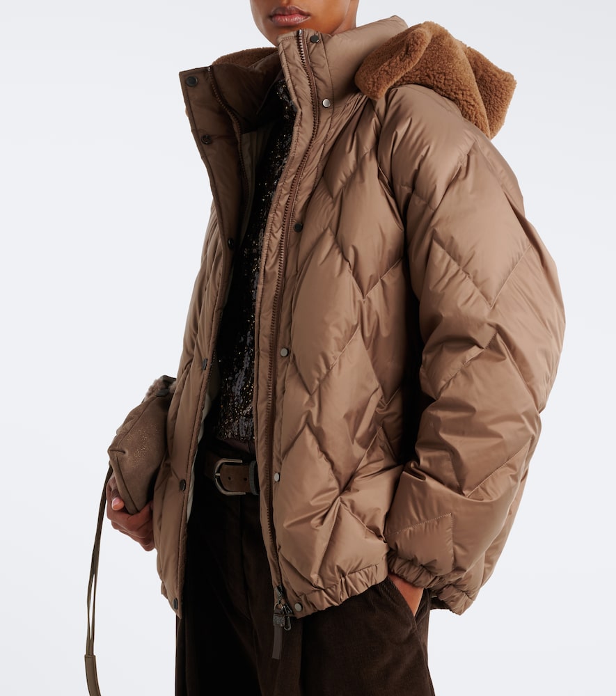 Shearling-Trimmed Quilted Down Jacket