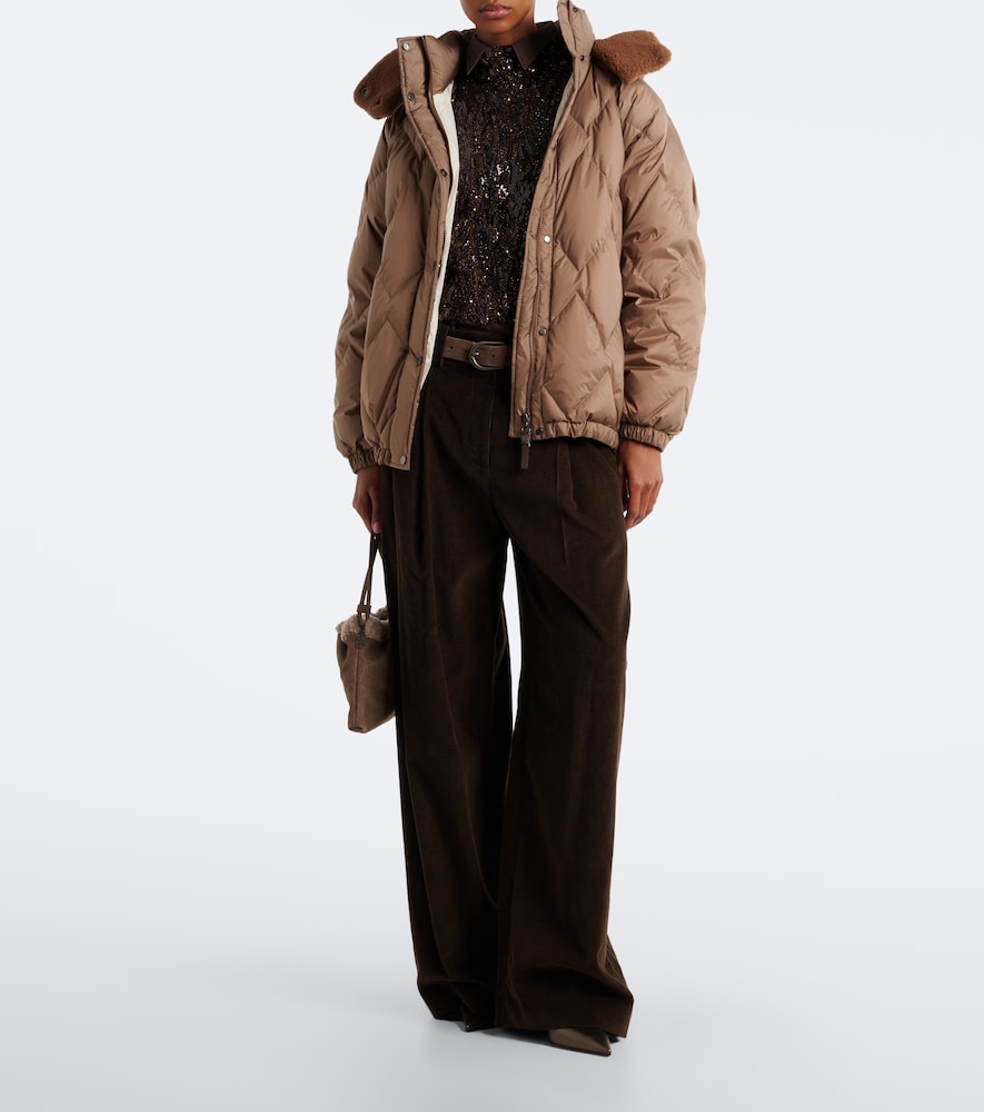 Shearling-Trimmed Quilted Down Jacket