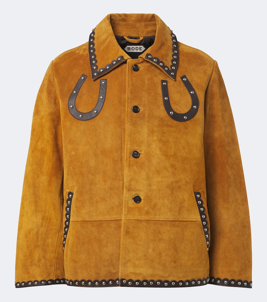 Bode Carson Studded Suede Jacket In Brown