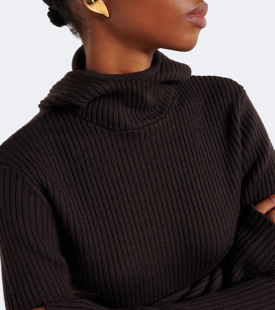 Larice Ribbed-Knit Hooded Sweater