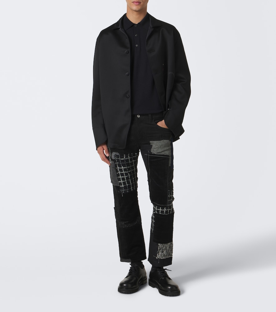 Patchwork Cotton Straight Pants