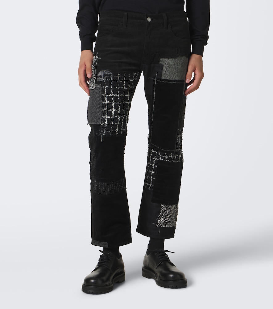 Patchwork Cotton Straight Pants
