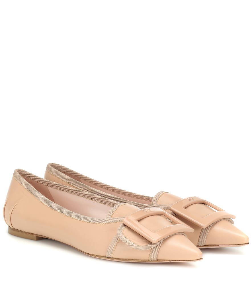 Click to view more detailed imagery on our partner's website Roger Vivier Soft Gommettine Ballet Flats With Lacquered Buckle In Nude