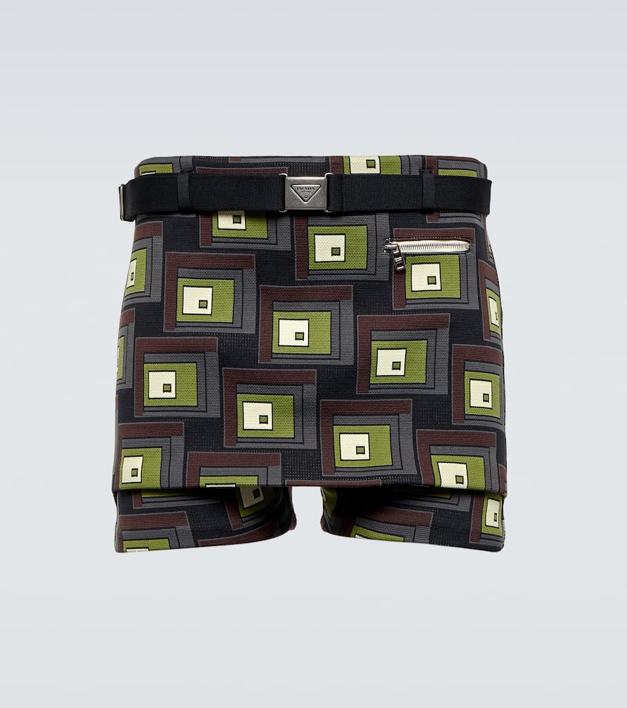 Prada Belted jacquard shorts