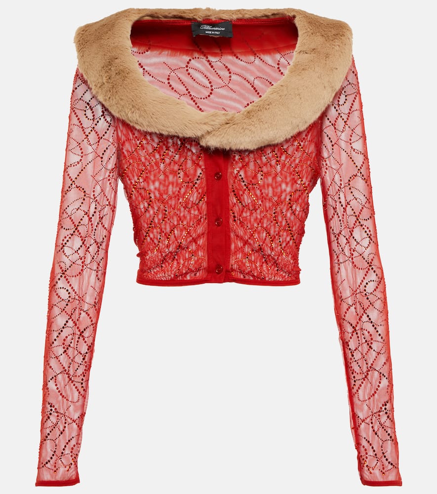 Blumarine Embellished mesh cardigan