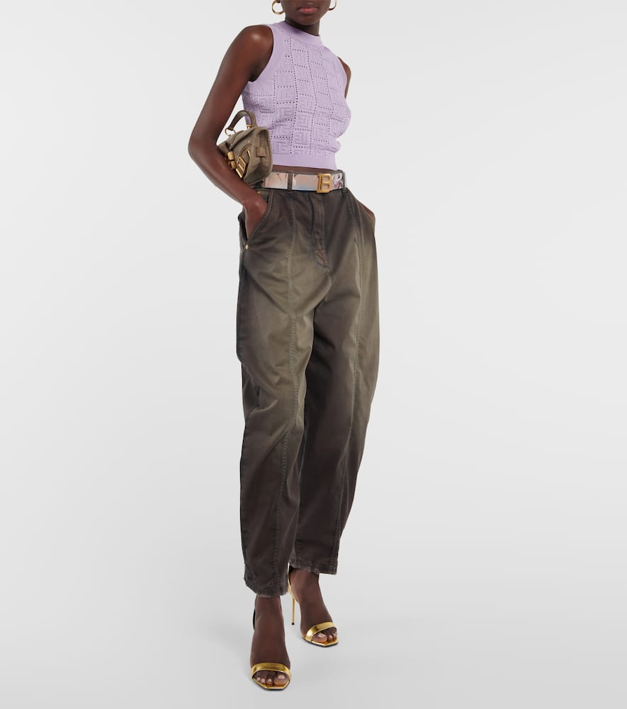 Balmain High-rise Jeans In Beige/marron Glace