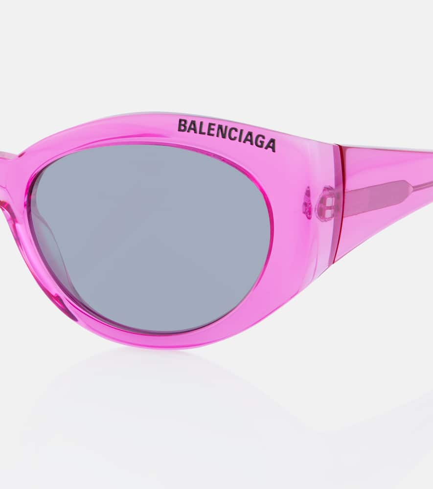 Shop Balenciaga Everyday Logo Round Sunglasses In Fuchsia-fuchsia-silver