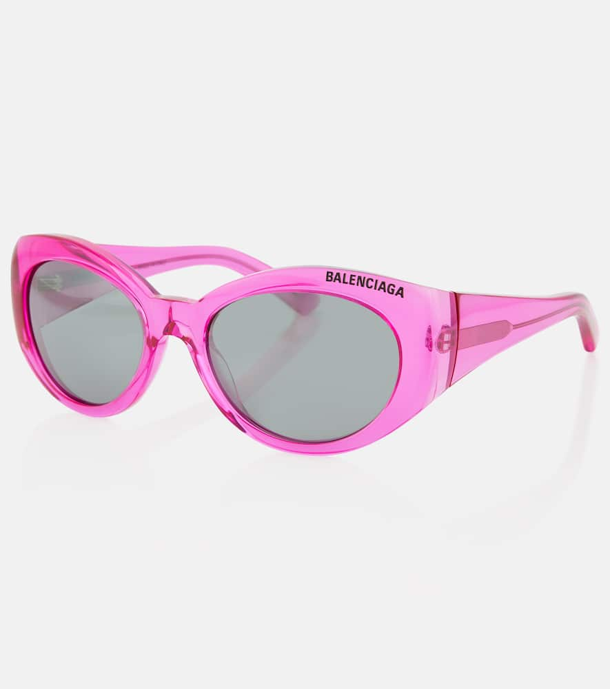 Shop Balenciaga Everyday Logo Round Sunglasses In Fuchsia-fuchsia-silver