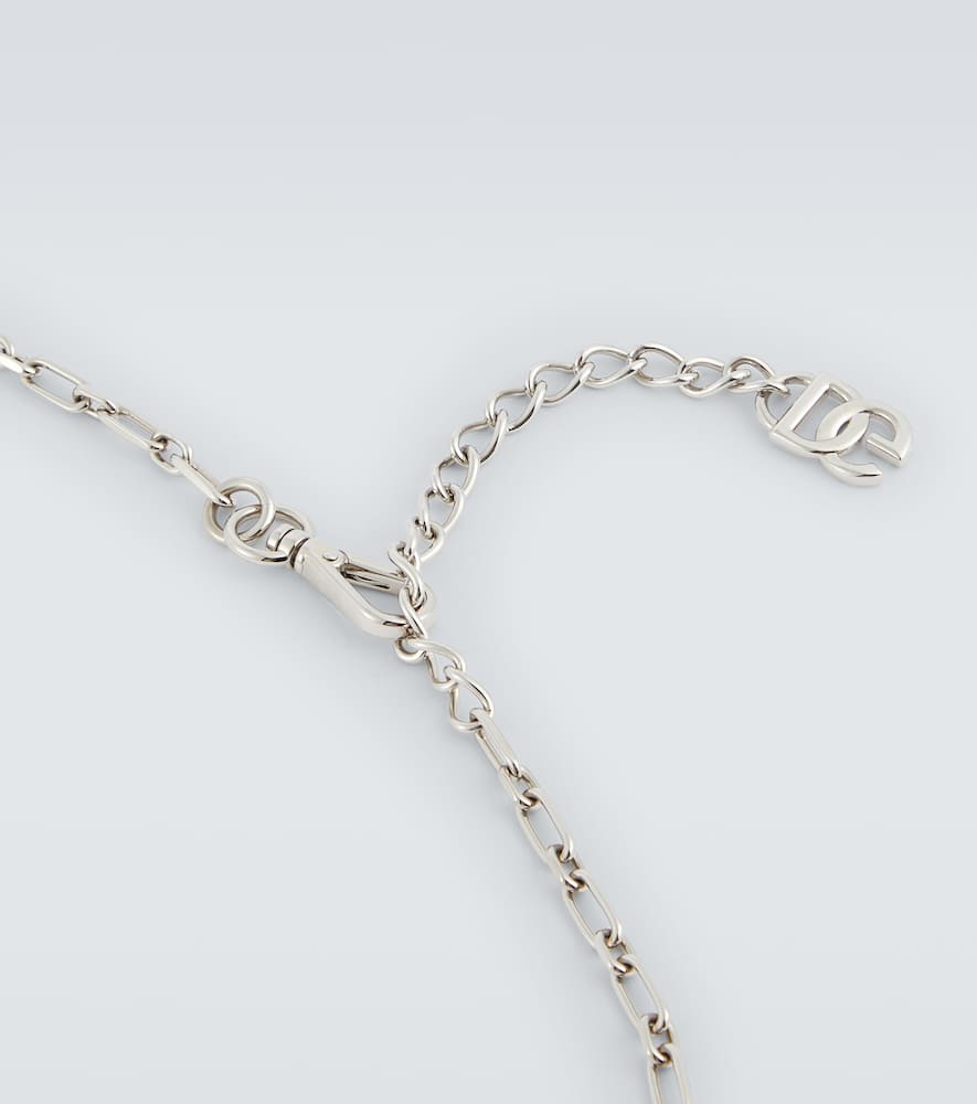 Shop Dolce & Gabbana Logo Pendant Necklace In Silver