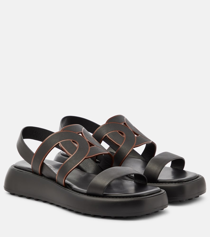 Tod's Catena Leather Sandals In Black