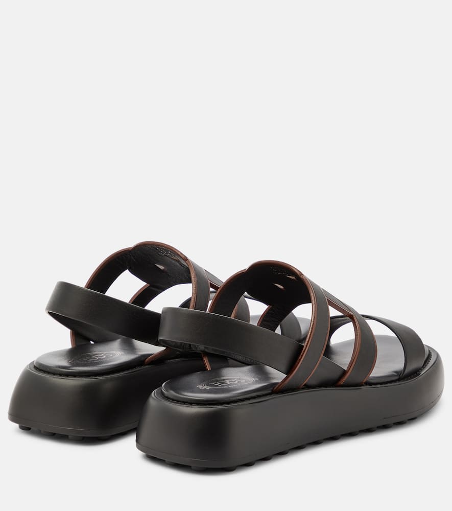 Shop Tod's Catena Leather Sandals In Black