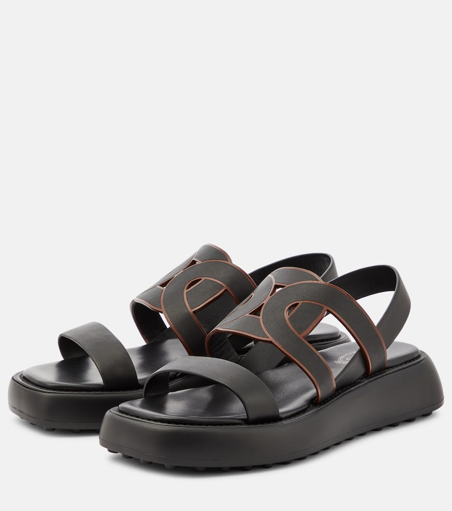 Shop Tod's Catena Leather Sandals In Black