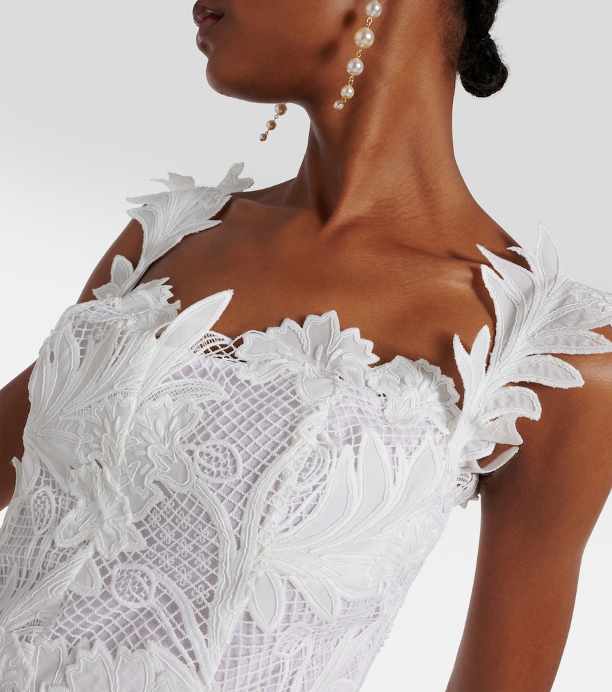  Oscar De La Renta Oscar De La Renta Bustier-robe Marbled Carnation Aus Guipure-spitze 
