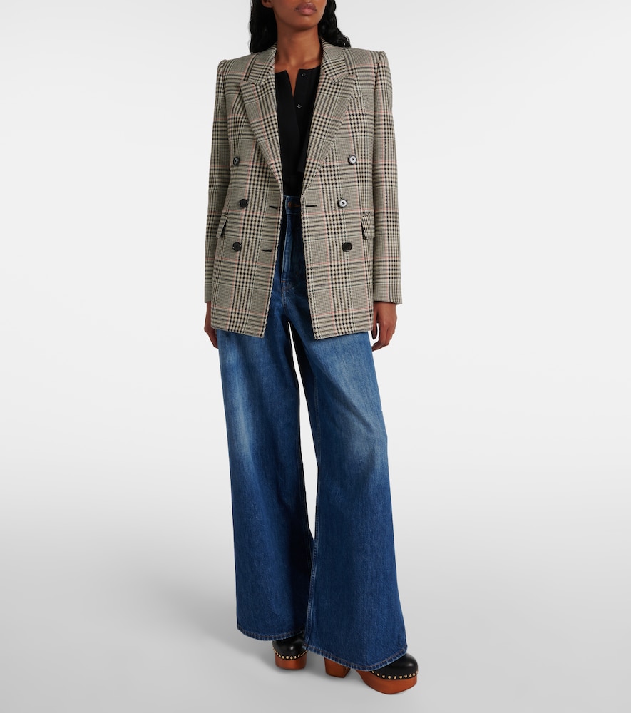 CHLOÉ CHLOE DOUBLE-BREASTED CHECKED WOOL BLAZER